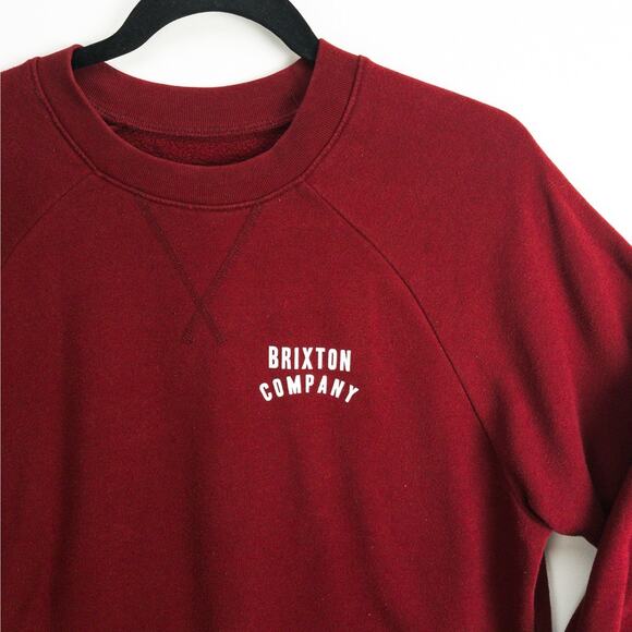 Brixton Crewneck Sweatshirt Men’s Large Red Relaxed Fit Logo Pullover Casual - Picture 2 of 11